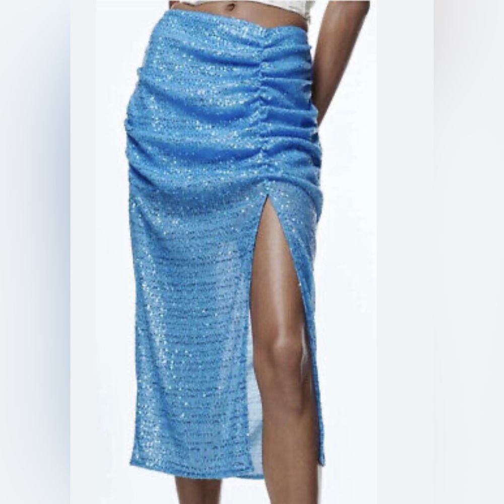 Zara Blue mermaid sequin skirt